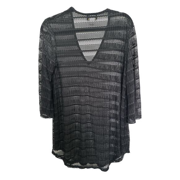 Jordan Taylor Women's V Neck Mesh Tunic Swim Cover Up Black Size S Made In USA - Picture 3 of 5